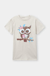 Girls 11-14 Years Stone Owl Tee